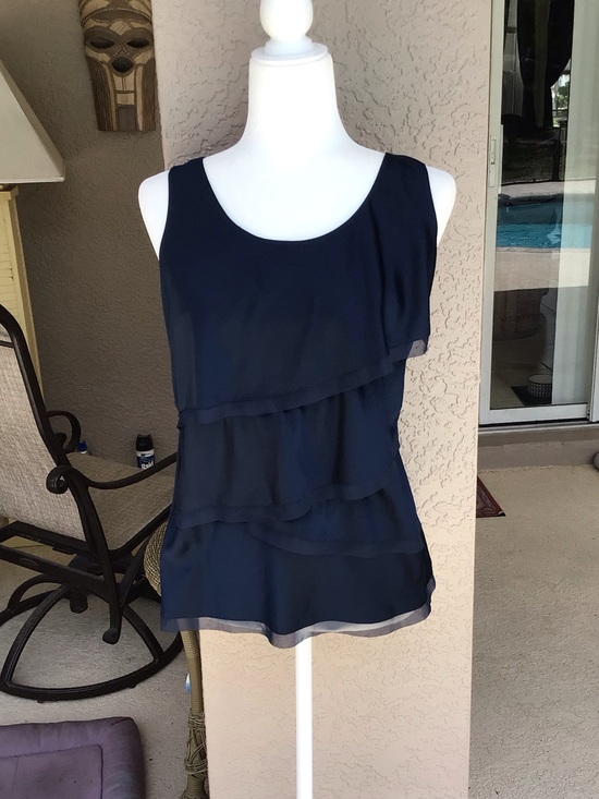 Ann Taylor Tops - NWT Ann Taylor navy ruffle tank top with